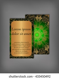 Set of business card, flyer template, abstract elegant pattern vector design editable. Hand drawn background. Islam, Arabic, Indian, ottoman. Mandala motifs