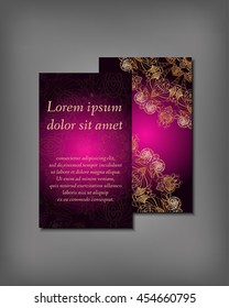 Set of business card, flyer template, abstract elegant pattern vector design editable. Hand drawn background. Islam, Arabic, Indian, ottoman. Mandala motifs.