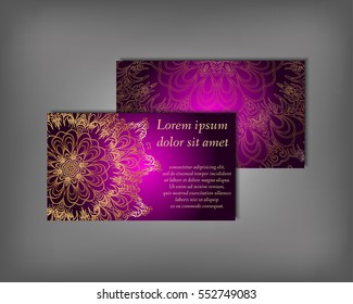 Set of business card, flyer template, abstract elegant pattern vector design editable. Hand drawn background. Islam, Arabic, Indian, ottoman. Mandala motifs.