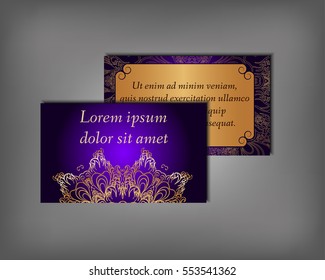 Set of business card, flyer template, abstract elegant pattern vector design editable. Hand drawn background. Islam, Arabic, Indian, ottoman. Mandala motifs.