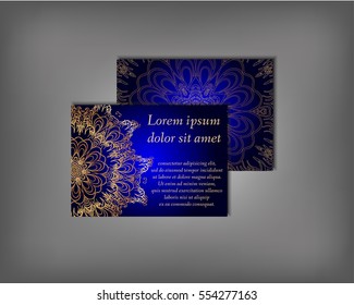 Set of business card, flyer template, abstract elegant pattern vector design editable. Hand drawn background. Islam, Arabic, Indian, ottoman. Mandala motifs.