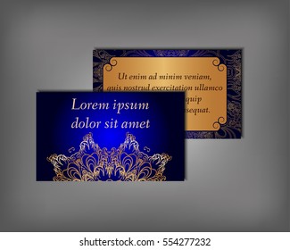 Set of business card, flyer template, abstract elegant pattern vector design editable. Hand drawn background. Islam, Arabic, Indian, ottoman. Mandala motifs.