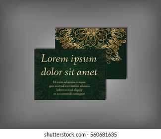 Set of business card, flyer template, abstract elegant pattern vector design editable. Hand drawn background. Islam, Arabic, Indian, ottoman. Mandala motifs.