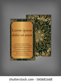 Set of business card, flyer template, abstract elegant pattern vector design editable. Hand drawn background. Islam, Arabic, Indian, ottoman. Mandala motifs.