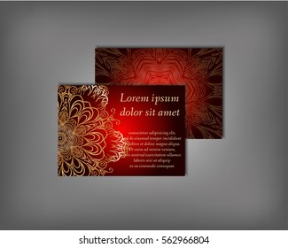Set of business card, flyer template, abstract elegant pattern vector design editable. Hand drawn background. Islam, Arabic, Indian, ottoman. Mandala motifs.