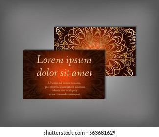 Set of business card, flyer template, abstract elegant pattern vector design editable. Hand drawn background. Islam, Arabic, Indian, ottoman. Mandala motifs.