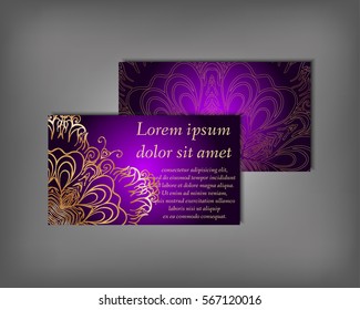 Set of business card, flyer template, abstract elegant pattern vector design editable. Hand drawn background. Islam, Arabic, Indian, ottoman. Mandala motifs.