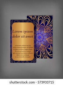 Set of business card, flyer template, abstract elegant pattern vector design editable. Hand drawn background. Islam, Arabic, Indian, ottoman. Mandala motifs.