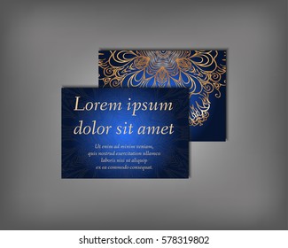 Set of business card, flyer template, abstract elegant pattern vector design editable. Hand drawn background. Islam, Arabic, Indian, ottoman. Mandala motifs.