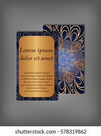 Set of business card, flyer template, abstract elegant pattern vector design editable. Hand drawn background. Islam, Arabic, Indian, ottoman. Mandala motifs.
