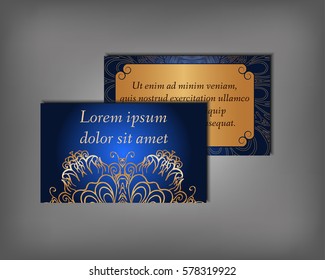 Set of business card, flyer template, abstract elegant pattern vector design editable. Hand drawn background. Islam, Arabic, Indian, ottoman. Mandala motifs.