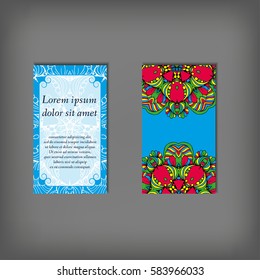 Set of business card, flyer template, abstract elegant pattern vector design editable. Hand drawn background. Islam, Arabic, Indian, ottoman. Mandala motifs.