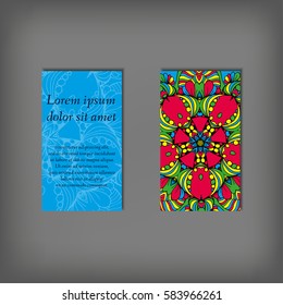 Set of business card, flyer template, abstract elegant pattern vector design editable. Hand drawn background. Islam, Arabic, Indian, ottoman. Mandala motifs.