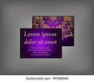Set of business card, flyer template, abstract elegant pattern vector design editable. Hand drawn background. Islam, Arabic, Indian, ottoman. Mandala motifs.