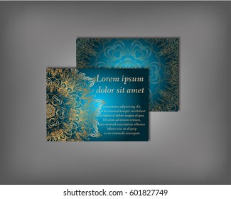 Set of business card, flyer template, abstract elegant pattern vector design editable. Hand drawn background. Islam, Arabic, Indian, ottoman. Mandala motifs.