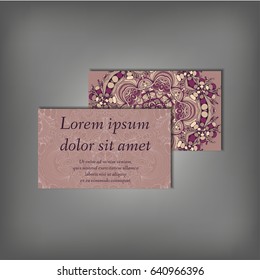 Set of business card, flyer template, abstract elegant pattern vector design editable. Hand drawn background. Islam, Arabic, Indian, ottoman. Mandala motifs.