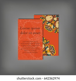 Set of business card, flyer template, abstract elegant pattern vector design editable. Hand drawn background. Islam, Arabic, Indian, ottoman. Mandala motifs.
