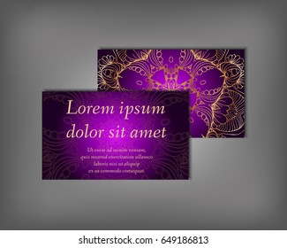 Set of business card, flyer template, abstract elegant pattern vector design editable. Hand drawn background. Islam, Arabic, Indian, ottoman. Mandala motifs.