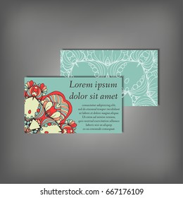 Set of business card, flyer template, abstract elegant pattern vector design editable. Hand drawn background. Islam, Arabic, Indian, ottoman. Mandala motifs.