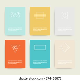 Set of business card with geometric line symbols, hipster style design for banners, posters, company, identity. 