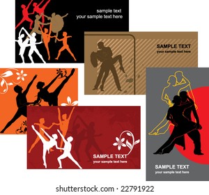 set business card with image of dances