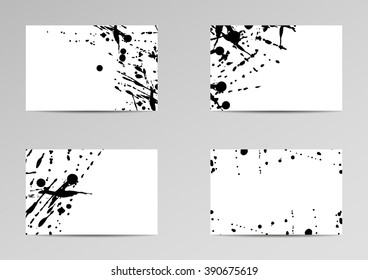 Set of business card with ink pattern