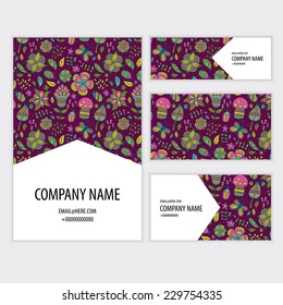 set of business card and invitation card templates