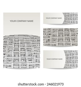 Set of business card and invitation card templates. Architecture and construction concept. Vector design. 