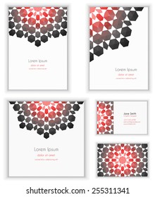 Set of business card and invitation card templates in trendy polygonal style
