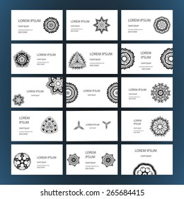 Set of business card and invitation card templates with lace ornament. Vector background. Indian, Arabic, Islam motifs. Vintage design elements. Wedding or save the date hand drawn background.