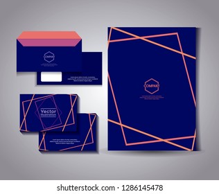 set of business card with lines and envelope