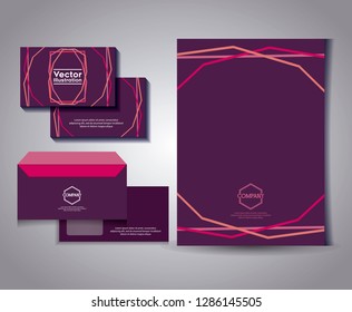 set of business card with lines and envelope
