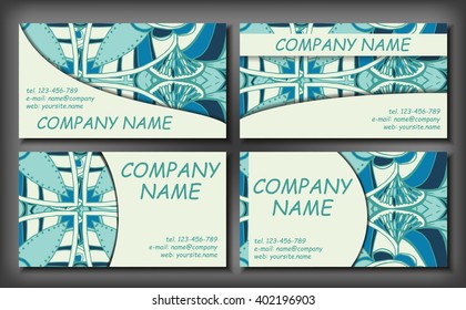 Set of business card template, abstract elegant pattern vector design editable. Hand drawn background. Islam, Arabic, Indian, ottoman motifs.