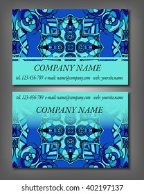 Set of business card template, abstract elegant pattern vector design editable. Hand drawn background. Islam, Arabic, Indian, ottoman motifs.