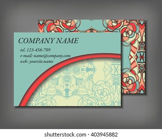 Set of business card template, abstract elegant pattern vector design editable. Hand drawn background. Islam, Arabic, Indian, ottoman motifs.