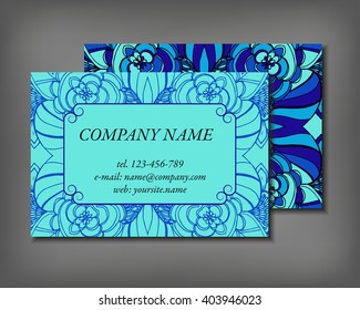 Set of business card template, abstract elegant pattern vector design editable. Hand drawn background. Islam, Arabic, Indian, ottoman motifs.