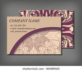Set of business card template, abstract elegant pattern vector design editable. Hand drawn background. Islam, Arabic, Indian, ottoman motifs.
