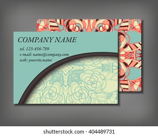 Set of business card template, abstract elegant pattern vector design editable. Hand drawn background. Islam, Arabic, Indian, ottoman motifs.