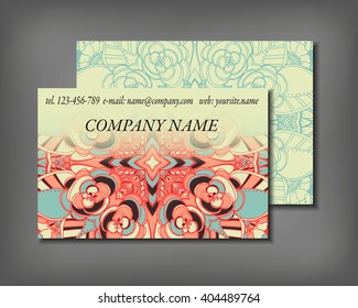 Set of business card template, abstract elegant pattern vector design editable. Hand drawn background. Islam, Arabic, Indian, ottoman motifs.