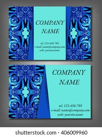 Set of business card template, abstract elegant pattern vector design editable. Hand drawn background. Islam, Arabic, Indian, ottoman motifs