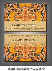 Set of business card template, abstract elegant pattern vector design editable. Hand drawn background. Islam, Arabic, Indian, ottoman motifs.