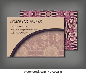 Set of business card template, abstract elegant pattern vector design editable. Hand drawn background. Islam, Arabic, Indian, ottoman motifs.