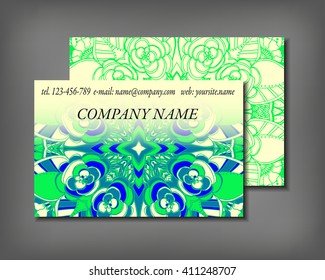 Set of business card template, abstract elegant pattern vector design editable. Hand drawn background. Islam, Arabic, Indian, ottoman motifs.