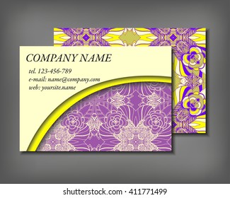Set of business card template, abstract elegant pattern vector design editable. Hand drawn background. Islam, Arabic, Indian, ottoman motifs.