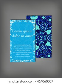 Set of business card template, abstract elegant pattern vector design editable. Hand drawn background. Islam, Arabic, Indian, ottoman motifs.