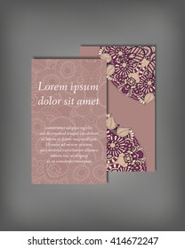 Set of business card template, abstract elegant pattern vector design editable. Hand drawn background. Islam, Arabic, Indian, ottoman motifs