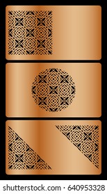 set of Business card template. Cut out cards with lace pattern. Modern geometric card for laser cutting. Vector illustration.