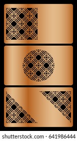 set of Business card template. Cut out cards with lace pattern. Modern geometric card for laser cutting. Vector illustration.