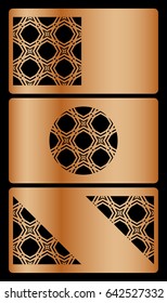 set of Business card template. Cut out cards with lace pattern. Modern geometric card for laser cutting. Vector illustration.