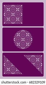 set of Business card template. Cut out cards with lace pattern. Modern geometric card for laser cutting. Vector illustration.